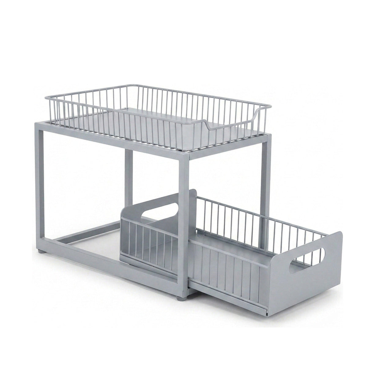 Two Tier Pull-Out Under Sink Organizer – Sliding Cabinet Shelf Storage for Kitchen or Bathroom, Space-Saving and Easy Access for Cleaning Supplies