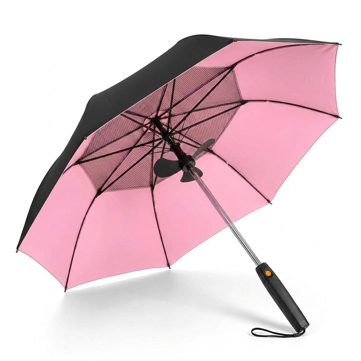 Misting Fan Umbrella – Full-Size Shade with a Built-In Fan and Hand-Pump Mist