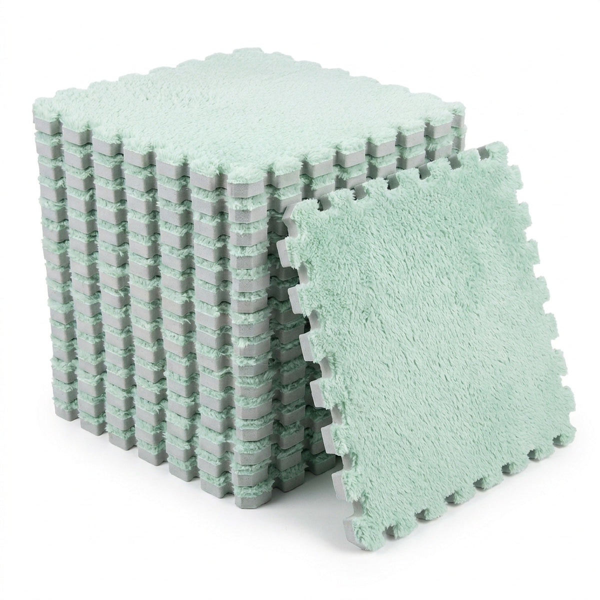 Plush Interlocking Carpet Tiles – 12 Foam Puzzle Mat Squares, 11.8 in, Hand-Washable