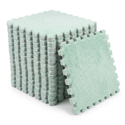 Plush Interlocking Carpet Tiles – 12 Foam Puzzle Mat Squares, 11.8 in, Hand-Washable