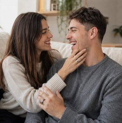 Adjustable Couple Rings Set - Romantic Silver Plated Matching Rings for Weddings, Anniversaries and Gifts