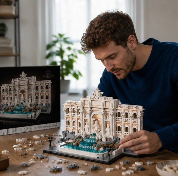 Trevi Fountain Building Blocks Set-Classic Architecture Model Compatible with LEGO Bricks for Family Fun and Decorative Display