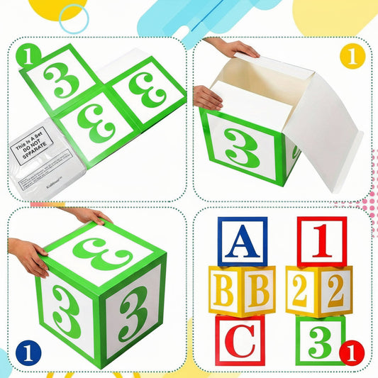 ABC & 123 Friends Street Party Decoration Boxes – 6pcs Back-to-School Alphabet Balloon Favors for Graduation, Birthdays & Classroom Celebrations