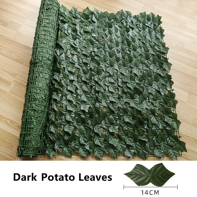 Artificial Leaf Fence Panels Faux Hedge Privacy Fence Screen Greenery for Outdoor Garden Yard Terrace Patio Balcony Decorations