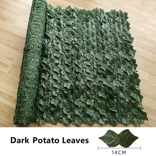 Artificial Leaf Fence Panels Faux Hedge Privacy Fence Screen Greenery for Outdoor Garden Yard Terrace Patio Balcony Decorations