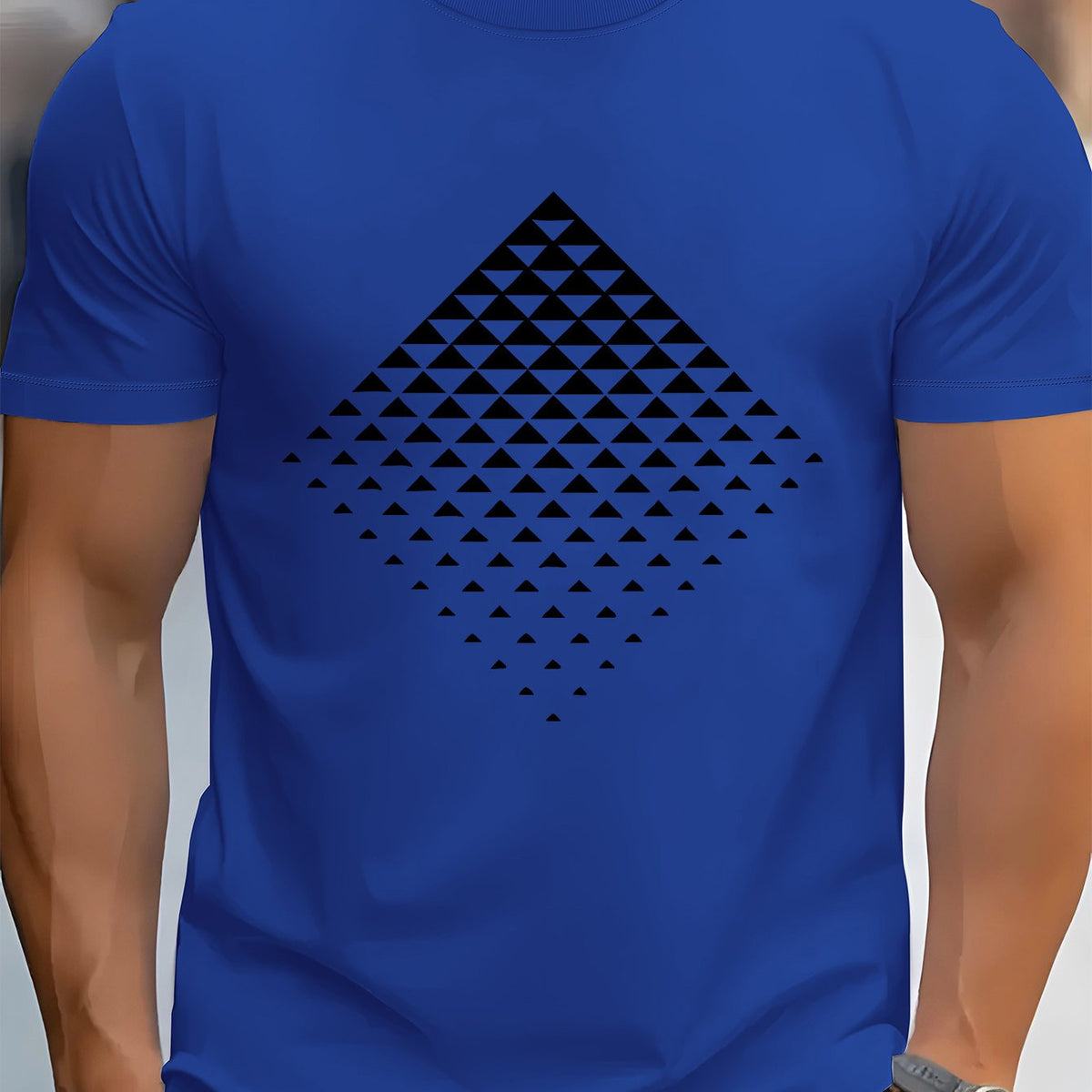 Men’s Black Mosaic Sports T-Shirt – Breathable Short Sleeve Tee for Comfortable Summer Fitness and Casual Wear