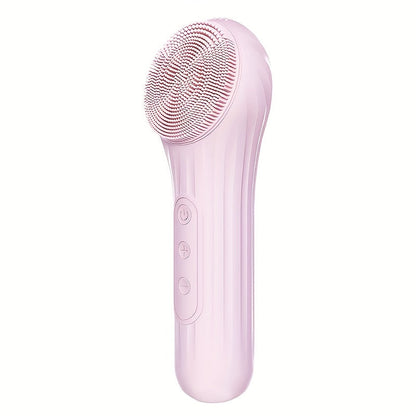 Rechargeable 2-in-1 Silicone Face Scrubber – Electric Cleansing & Heating Massage Brush with 5 Modes for Gentle, Effective Skincare