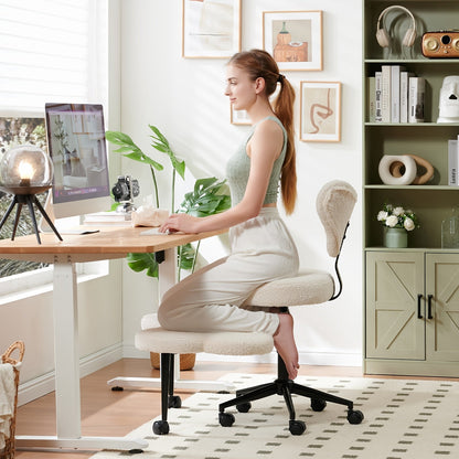 Cross-Legged Meditation Chair – Height Adjustable, Ergonomic Back Support, ADHD-Friendly Design, Smooth Wheels, Velvet or PU Leather Finish for Comfort and Flexibility