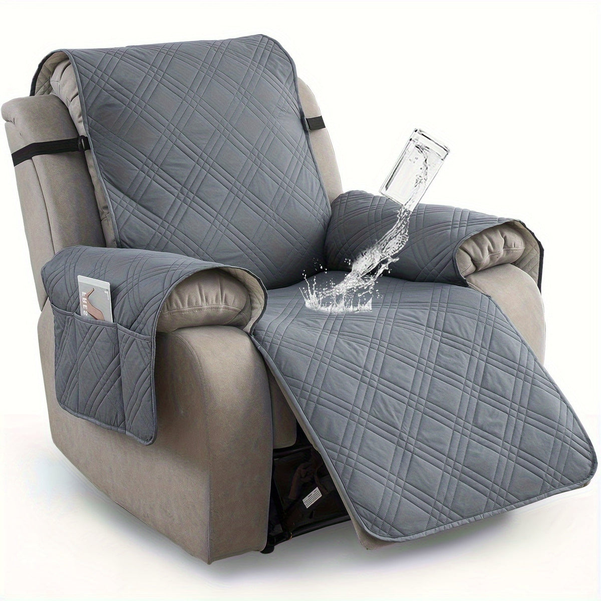 Waterproof Non-Slip Recliner Cover – One-Piece Chair Protector with Side Pockets