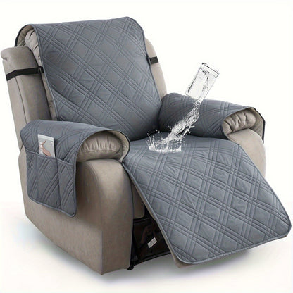 Waterproof Non-Slip Recliner Cover – One-Piece Chair Protector with Side Pockets