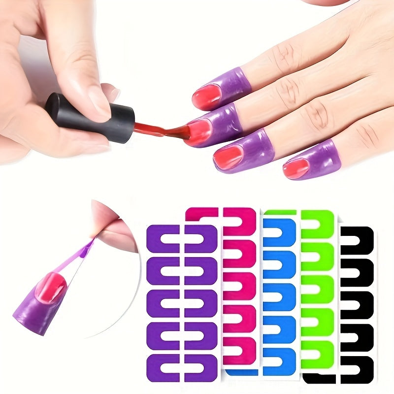 U-Shaped Nail Polish Barrier – 100pcs Latex-Free Spill-Proof Protective Film Stickers for Clean Cuticle Lines & Flawless Nail Art