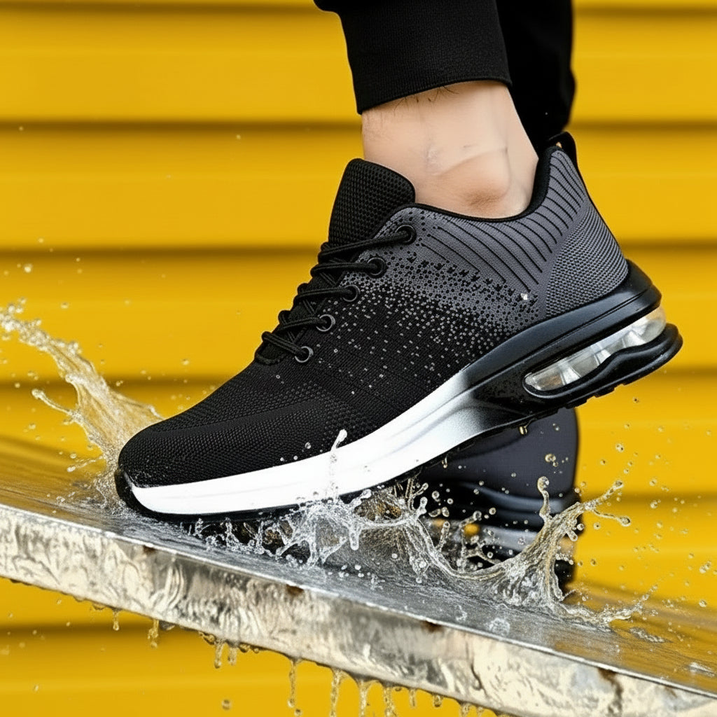 Men’s Lightweight Steel Toe Work Shoes – Breathable Puncture-Resistant Safety Sneakers with Anti-Odor Knit Upper