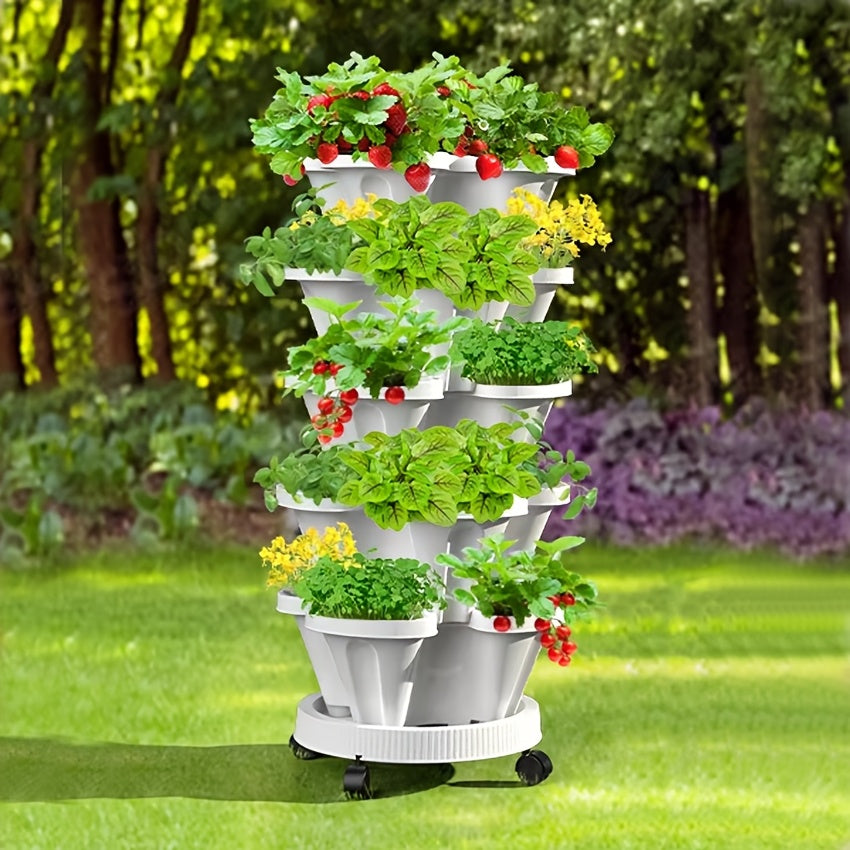 Vertical Garden Planter – 5-Tier  Sleek Space-Saving Tower for Strawberries, Herbs, and Blooms, Indoor/Outdoor Easy-to-Assemble Gardening Essential