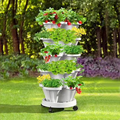 Vertical Garden Planter – 5-Tier  Sleek Space-Saving Tower for Strawberries, Herbs, and Blooms, Indoor/Outdoor Easy-to-Assemble Gardening Essential
