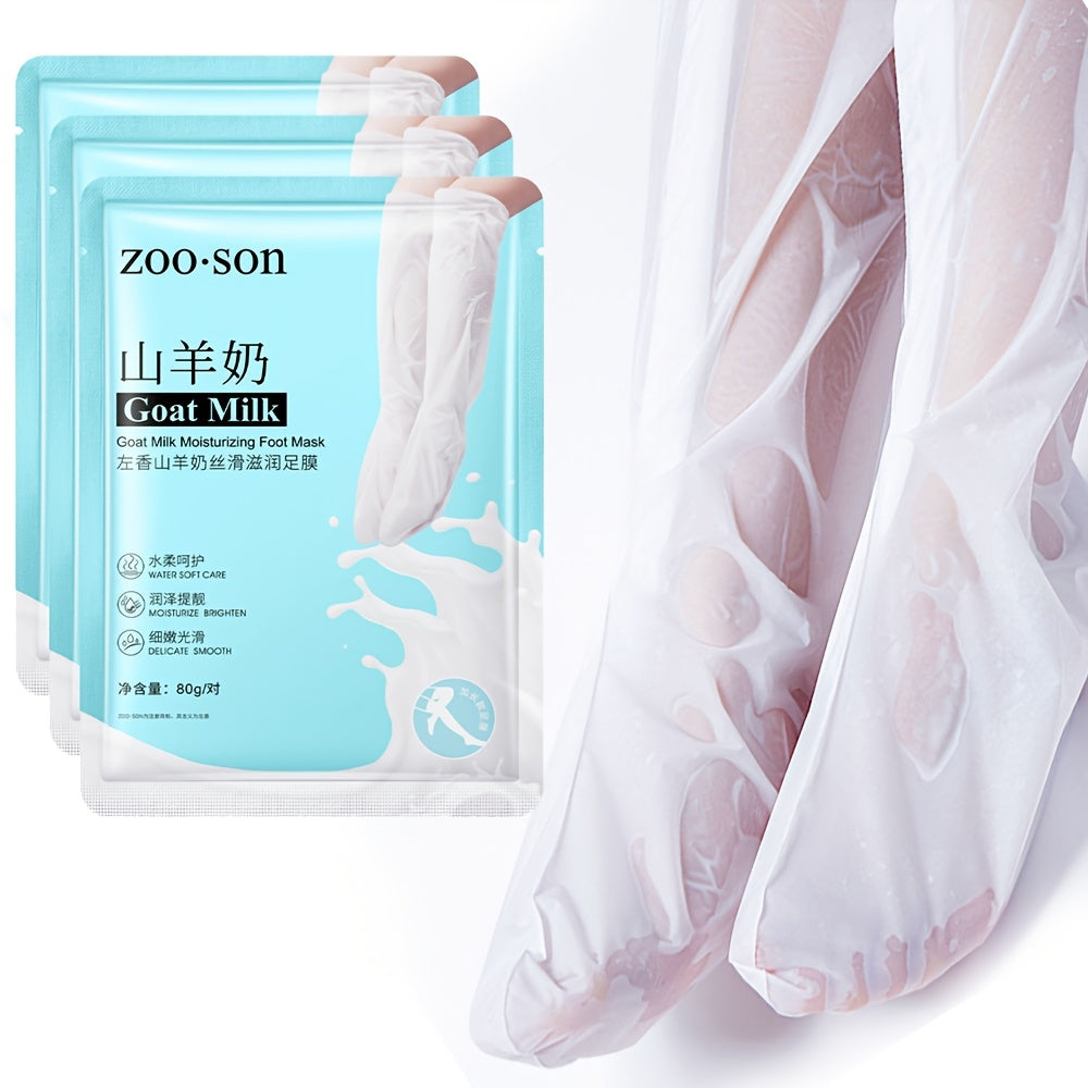 Goat Milk Foot and Hand Mask 6 Pairs – Hydrating and Moisturizing Treatment for Soft, Smooth Skin and Intensive Repair Therapy
