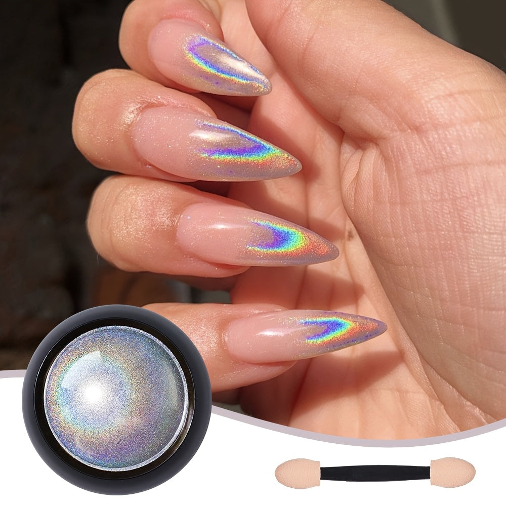 Laser Chameleon Nail and Eye Shadow – 1.9g Magic Mirror Chrome Powder for Nails, Eyeshadow & Lips, Futuristic Gothic Shine with Metallic Finish