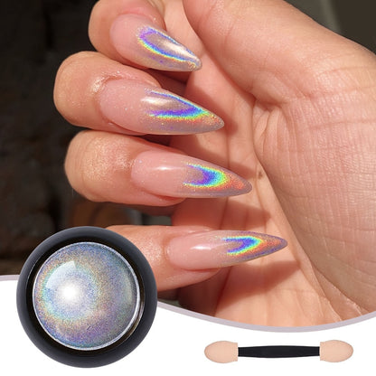 Laser Chameleon Nail and Eye Shadow – 1.9g Magic Mirror Chrome Powder for Nails, Eyeshadow & Lips, Futuristic Gothic Shine with Metallic Finish