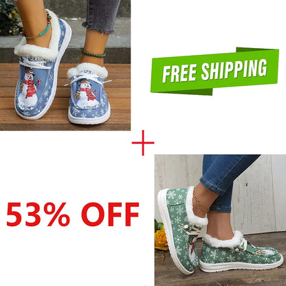 LAST DAY 50% OFF-Women's Comfort Plush Snowman Canvas Ankle Boots-Snowman Canvas Ankle Boots-Snowman Boots