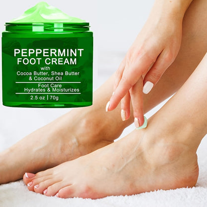 Peppermint Foot Hydration Cream - 2.5oz Cream with Shea Butter & Coconut Oil, Cracked Heel Repair for All Skin Types