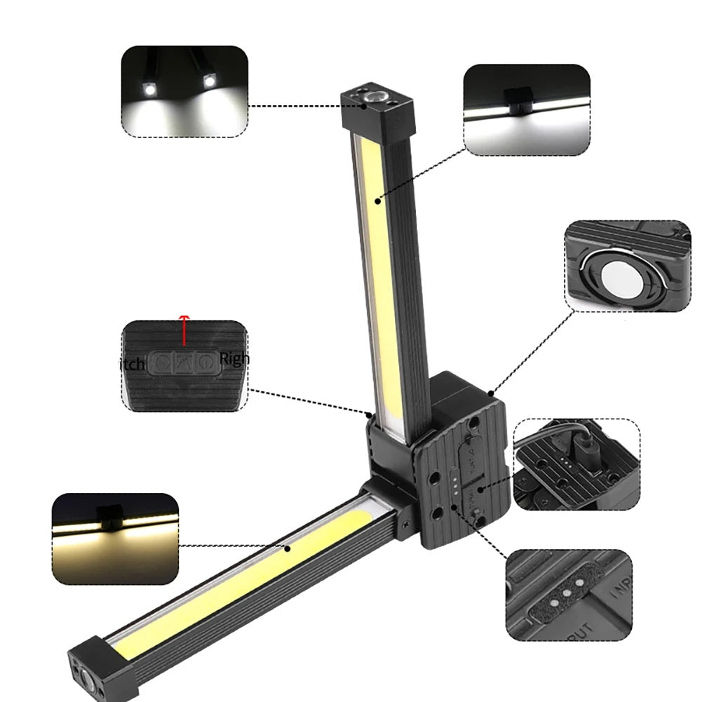 Waterproof USB Rechargeable LED Floodlight – Emergency COB Torch for Camping, Inspection, Hiking & Night Work Illumination