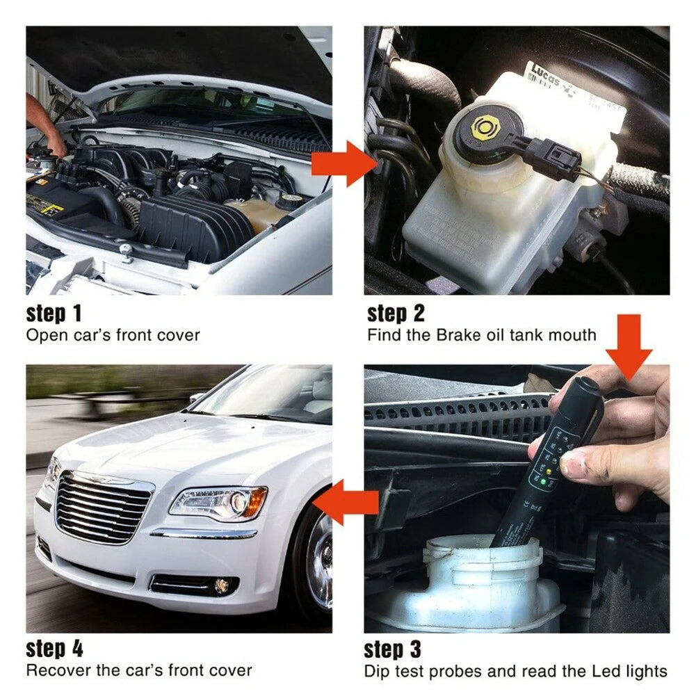Automotive Brake Fluid Tester Pen – LED Indicator Tool for Accurate Car Brake Oil Diagnostics, Maintenance, and Safety Monitoring