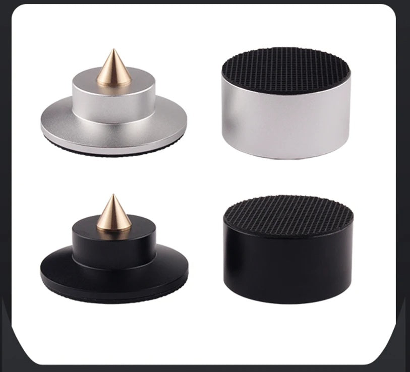 Aluminum Audio Amplifier Feet – 4-Piece HiFi Shock Absorber Pads for Speaker or CD Player, Reduce Vibration, Boost Sound Clarity