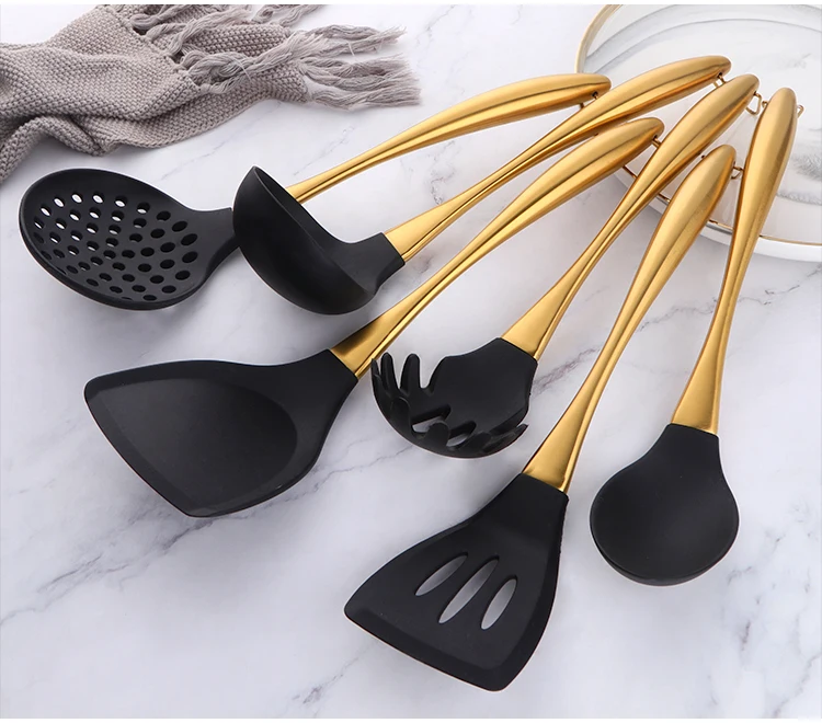 Titanium-Plated Stainless Steel Kitchen Spatula – High Heat Resistant, Silicone Cooking Tool with Ergonomic Grip and Vibrant Design
