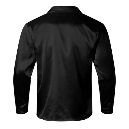 Men’s Irregular Trendy Silk Shirt – Vintage Turn-Down Collar Streetwear Cardigan for Loose, Sexy Autumn Fashion Energy