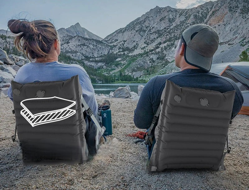 Outdoor Inflatable Seat Cushion with Backrest – Adjustable Folding Air Chair for Camping, Picnics, Beach Trips, and Relaxing on the Go