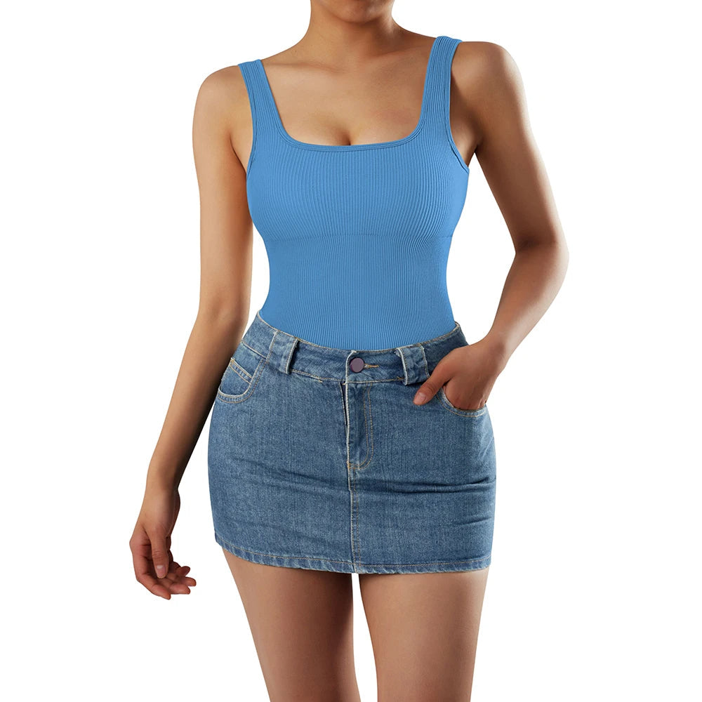 Sexy Ribbed Backless Bodysuit – Summer Sleeveless Romper with Streetwear Vibes, Perfect Shapewear for a Snatched Look