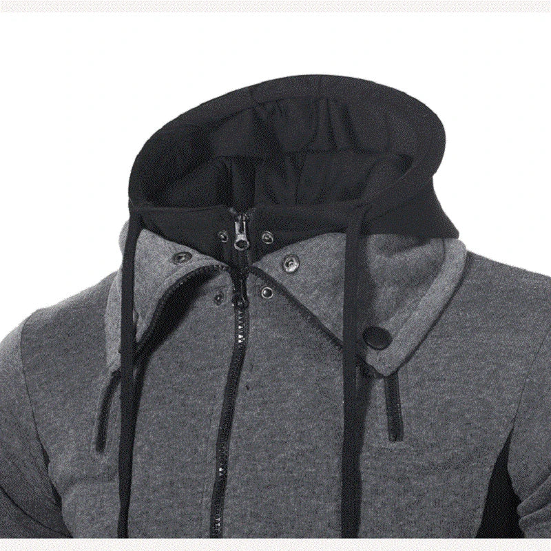 Zip-Up Men’s Hoodie with Warm Scarf Collar – Outdoor Sports Sweatshirt for Daily Winter Comfort and Modern Streetwear Vibes