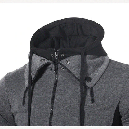 Zip-Up Men’s Hoodie with Warm Scarf Collar – Outdoor Sports Sweatshirt for Daily Winter Comfort and Modern Streetwear Vibes