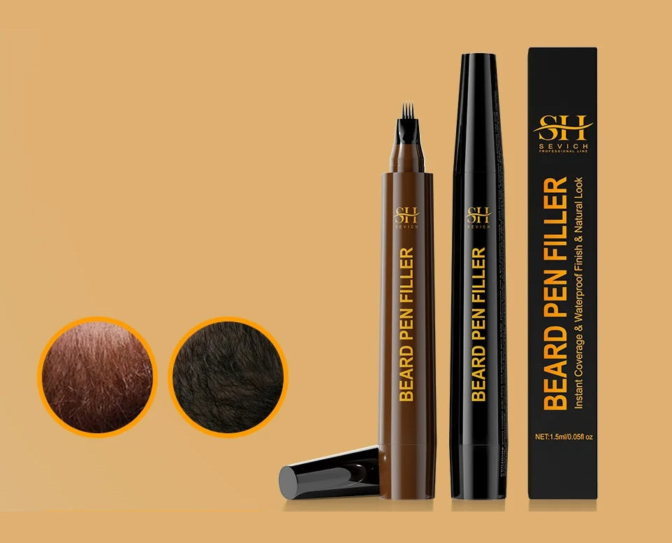 Beard Filler Pen & Brush Set – Waterproof Beard Enhancer for Moustache Definition, Shape, and Lasting Hair Line Repair
