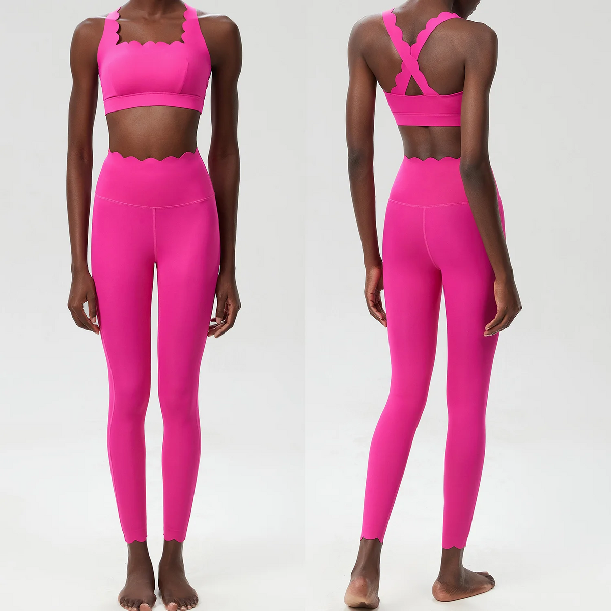 Women’s Solid Color Gym Yoga Set – Breathable Two-Piece Yoga Suit with Stretch Slim Fit Design for Ultimate Comfort and Flexibility