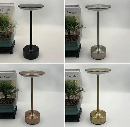 Touch-Activated USB Metal LED Table Lamp – Rechargeable Mood Light for Bedroom, Bar, or Restaurant Ambience and Desk Decor