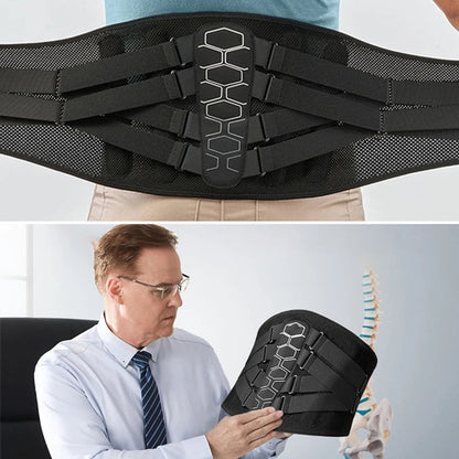Lumbar Back Support Brace – Ergonomic Spine Design Belt with Adjustable Pull Straps for Men & Women