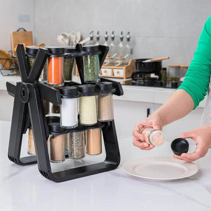 Rotating Spice Rack Organizer – 18-Jar Sleek Countertop Carousel Rack for Effortless Access, Stylish Seasoning Storage, and Flavorful Cooking