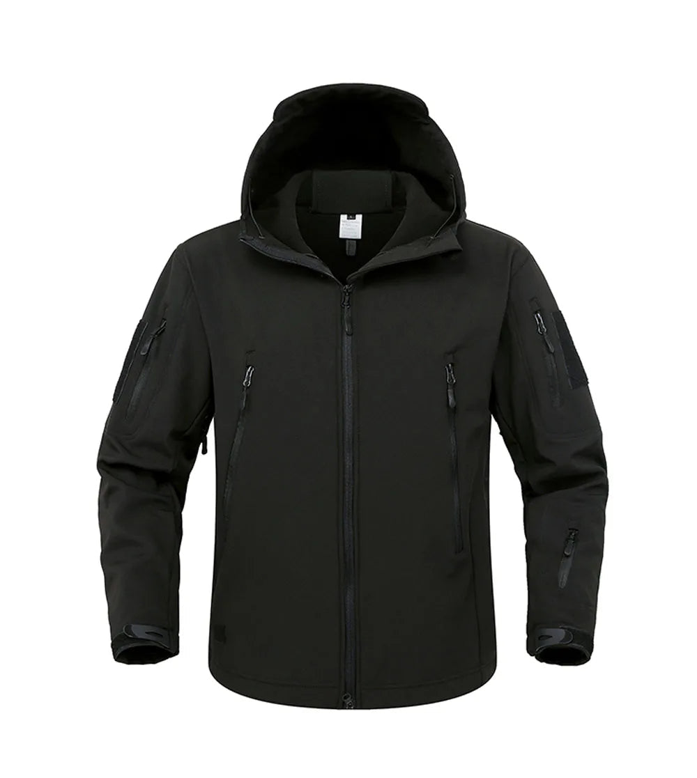 Tactical Military Shark Skin Jacket – Waterproof Softshell Combat Bomber Coat with Hood for Outdoor, Hiking, or Army Gear