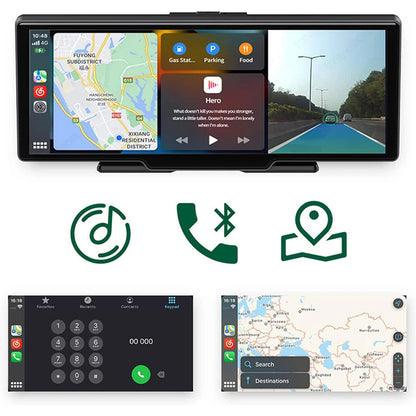 Wireless CarPlay & Android Auto Stereo – 10.26" Touchscreen with Dash Cam, GPS, WiFi, Backup Camera & 2.5K Dual Lens DVR