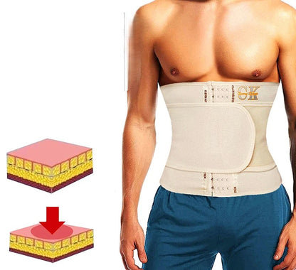 Waist Trainer Sports Belt for Men – Slimming Gym Corset with Belly Trimmer, Body Shaper Wrap for Weight Loss and Core Support