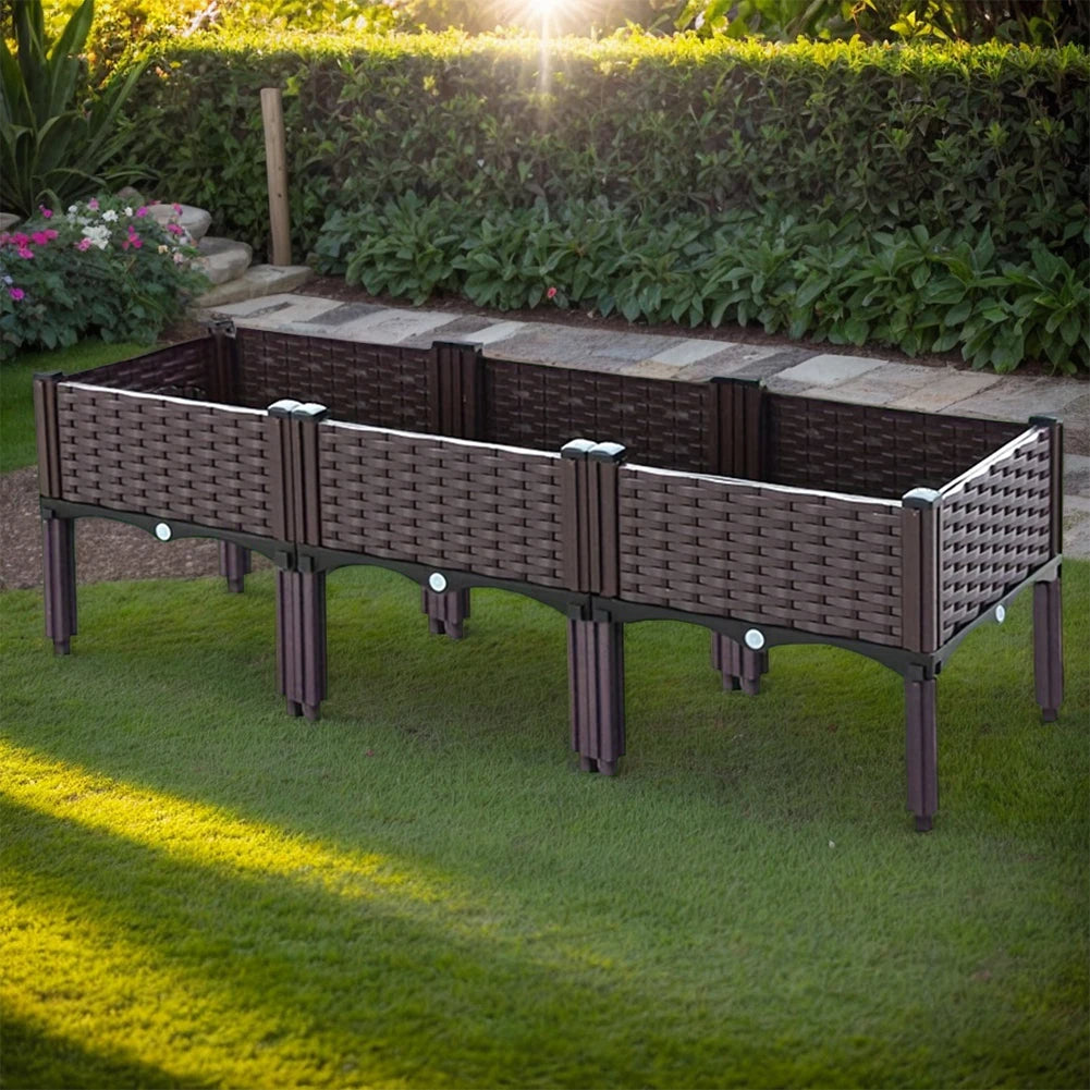 Plastic Raised Planting Container with Drainage – Elevated Propagation Box for Growing Vegetables, Fruits, Flowers & Fresh Culinary Herbs