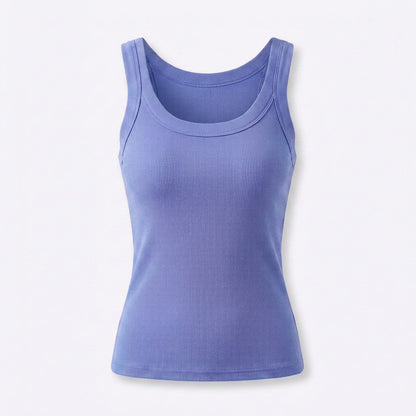 Women’s Basic Ribbed Tank Top – Solid Round Neck Camisole with Stretch Fit for 2026 Summer Wardrobe Essentials