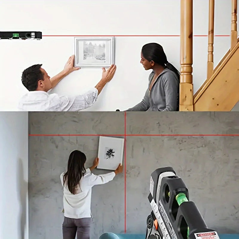 Multi-Purpose Laser Level Tool Kit – Easy Cross Line Laser with 8-Foot Tape Measure for Home Projects
