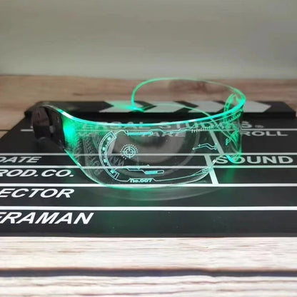 LED Light-Up Visor Glasses – Cool Cyberpunk Glow Eyewear for Festivals, Clubs, Halloween, and Futuristic Party Fun
