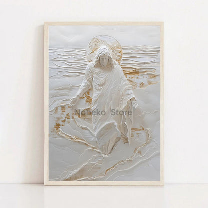Modern Christian Jesus Poster - Inspirational Bible Verse Canvas Wall Art for Living Room Faith Decor & Religious Gift