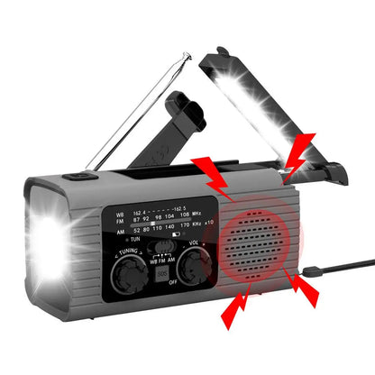 Portable Camping Solar Radio – Multi-Function Hand Crank Emergency Radio with Flashlight, NOAA Alerts, AM/FM, and 3-Way Charging for Survival