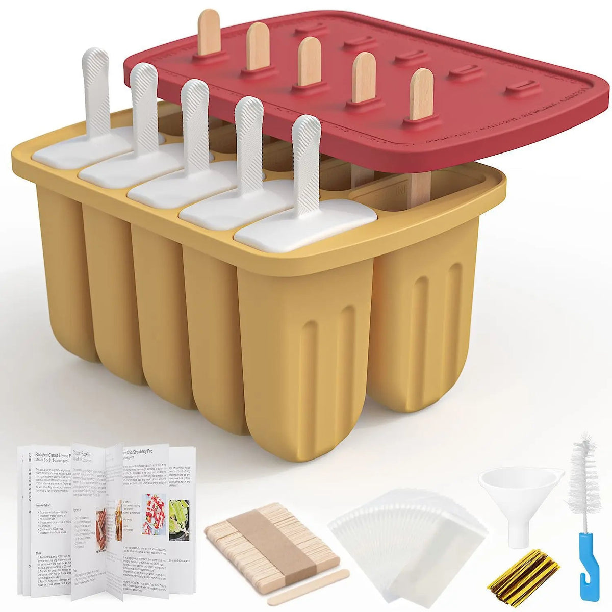 Summer Silicone Popsicle Molds with Wooden Sticks – DIY Ice Cream Kitchen Tool for Kids' Cool Snacks