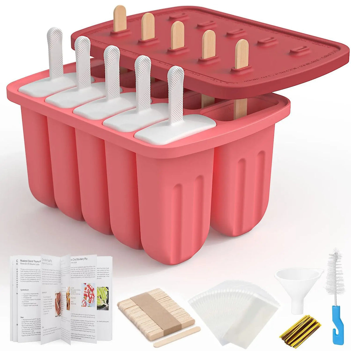 Summer Silicone Popsicle Molds with Wooden Sticks – DIY Ice Cream Kitchen Tool for Kids' Cool Snacks