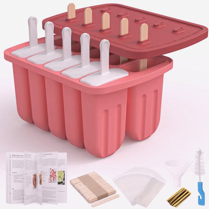 Summer Silicone Popsicle Molds with Wooden Sticks – DIY Ice Cream Kitchen Tool for Kids' Cool Snacks