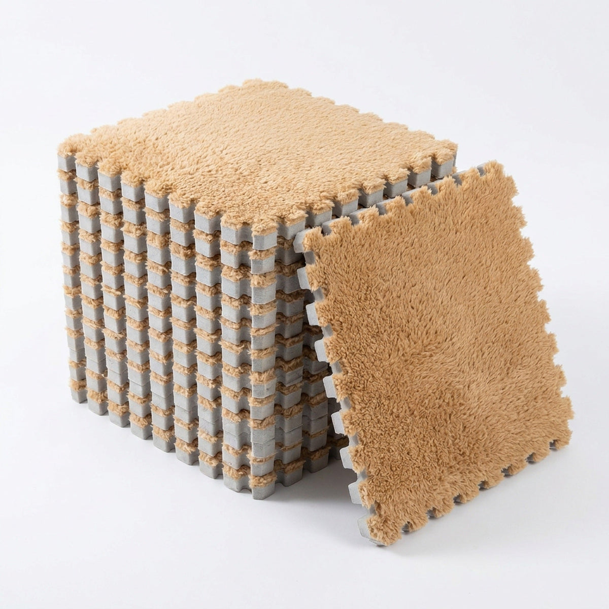 Plush Interlocking Carpet Tiles – 12 Foam Puzzle Mat Squares, 11.8 in, Hand-Washable